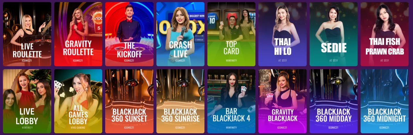 Live dealer casino tables at Betti Casino
